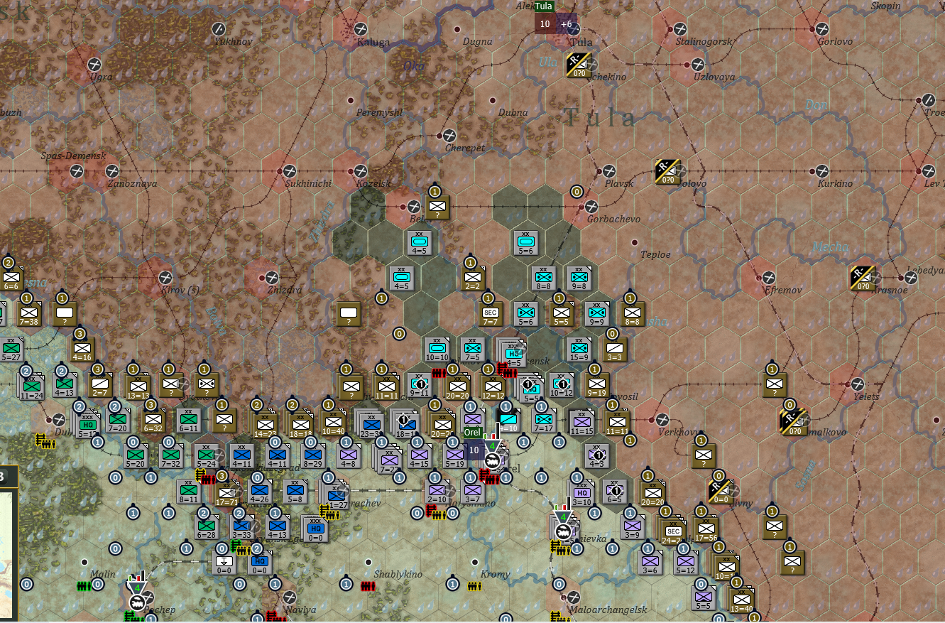Turn 49, 2nd PzGrp breakout for Tula surrounding a further 8 divisions.png