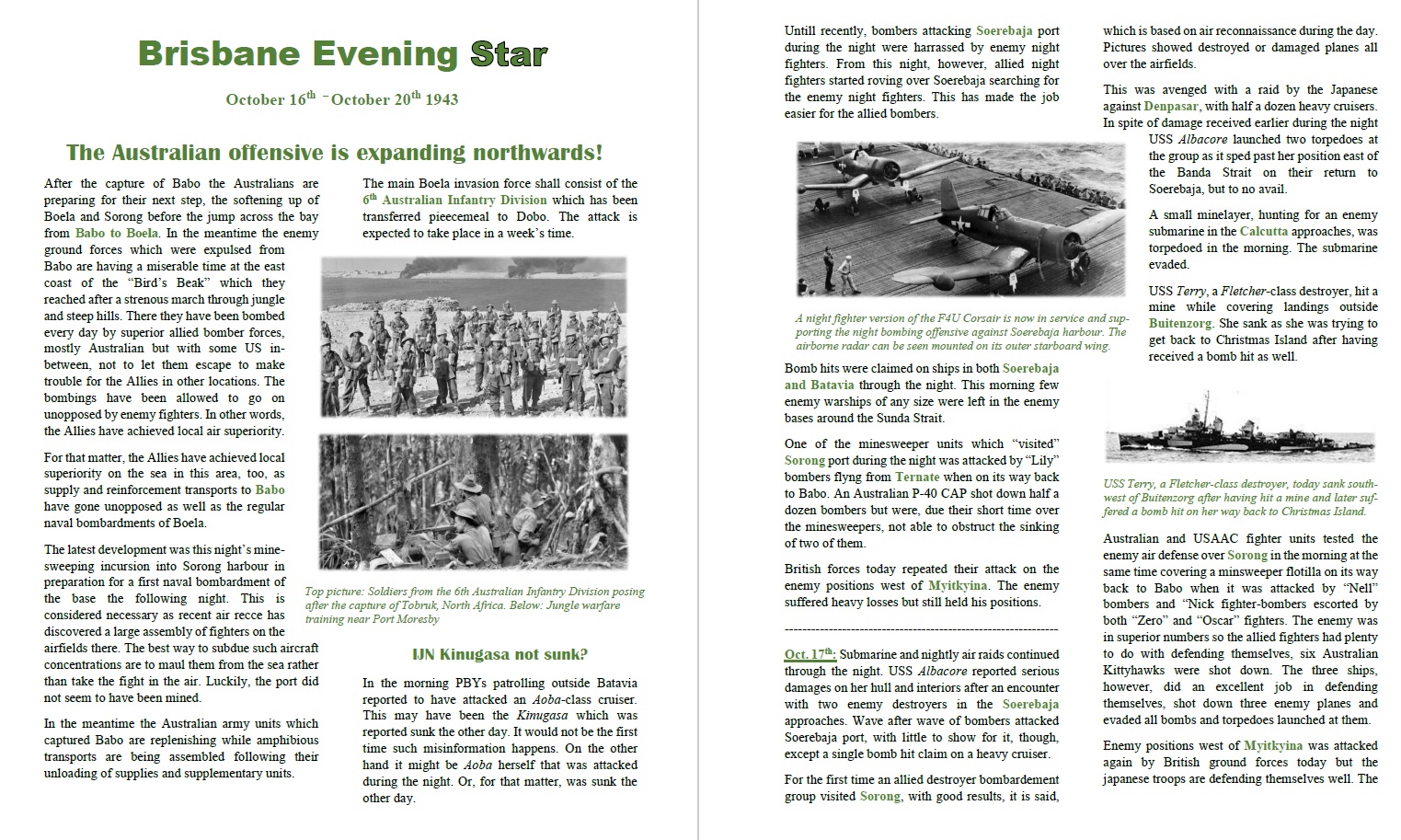 Brisbane Evening Star October 20th 1943 - pages 1 - 2.jpg