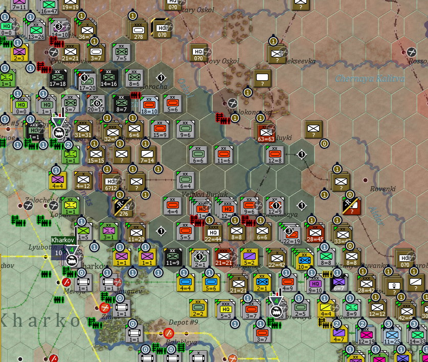 Turn 104, Kharkov - Kursk, Overextended Soviets get surrounded, in huge tankbattle.jpg