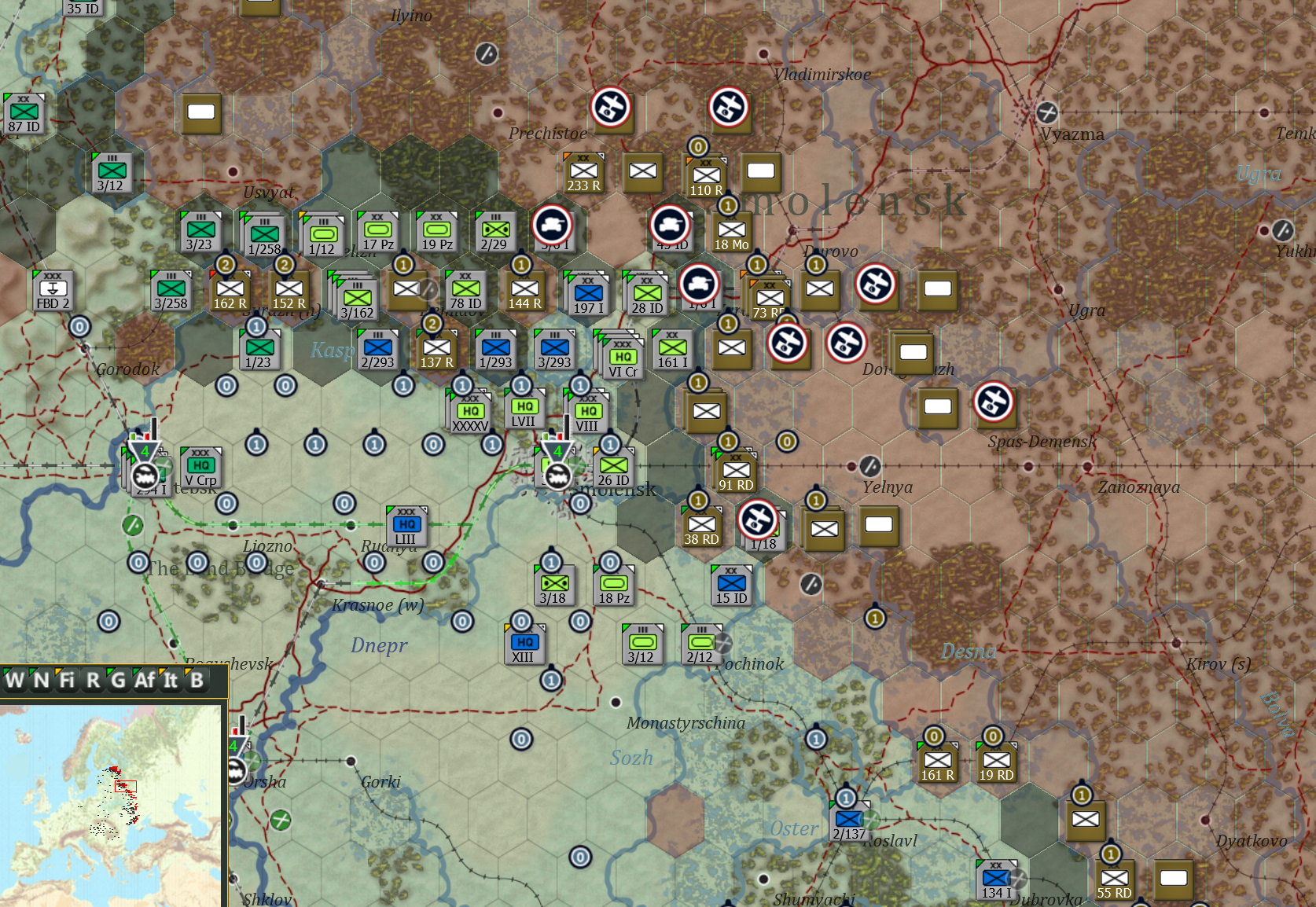 T8 AGC 3td Pz lockup 3-40k, advance 10 miles and threaten flanks of marshes RHS of Smolensk.png
