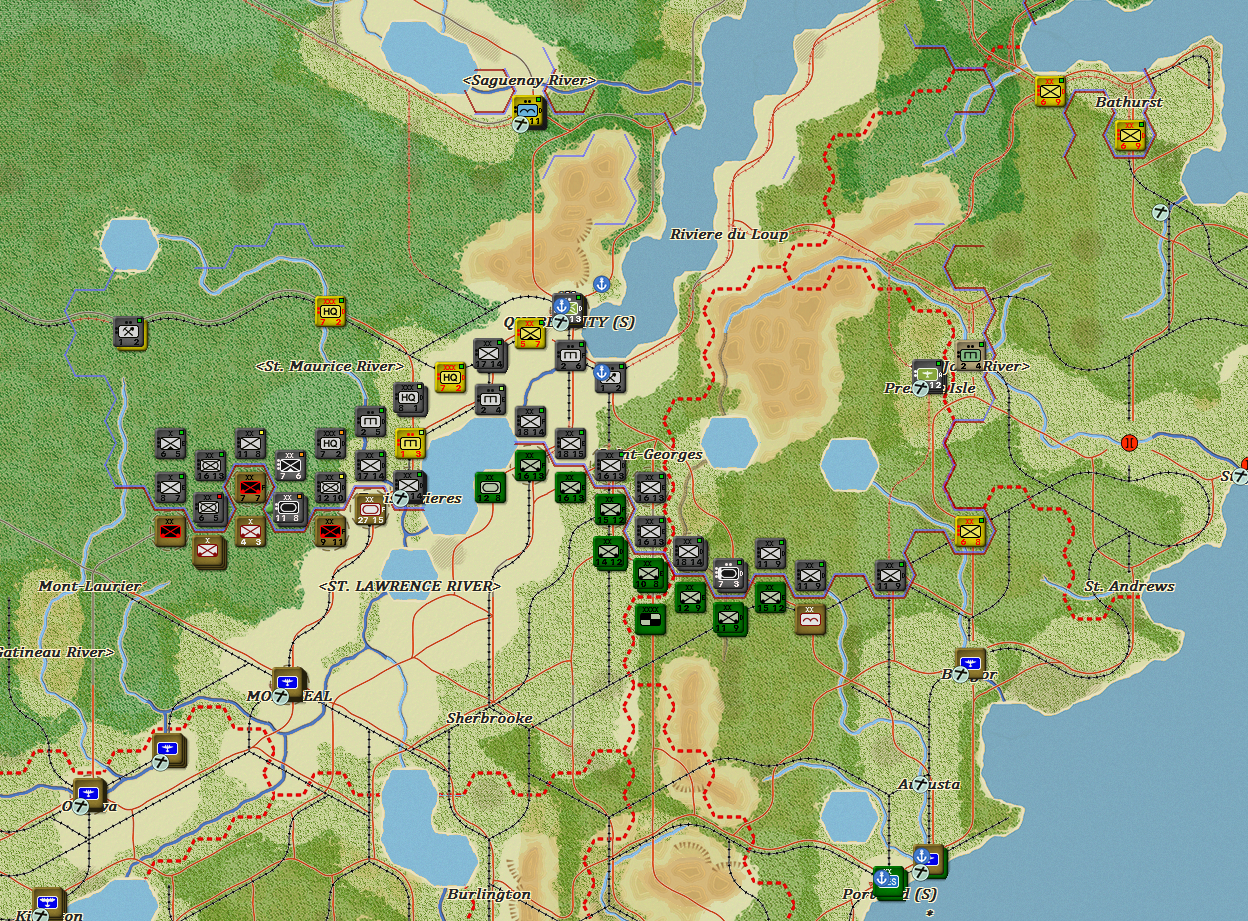 In the North the Axis drag their equipment through the Canadian Wilderness looking for the Allied flanks.