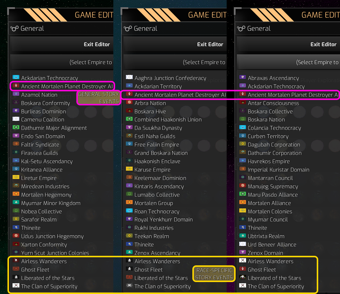 Empires added for Story Events