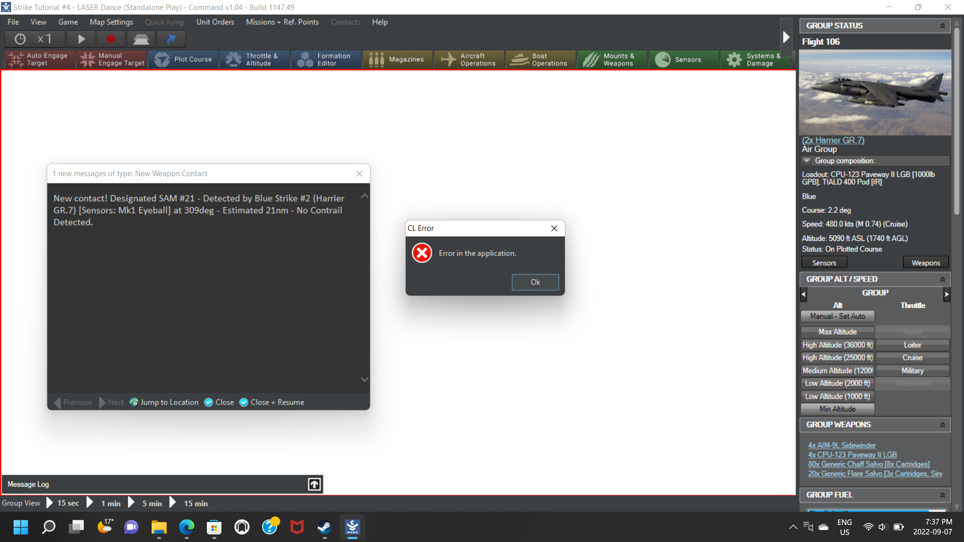 error message