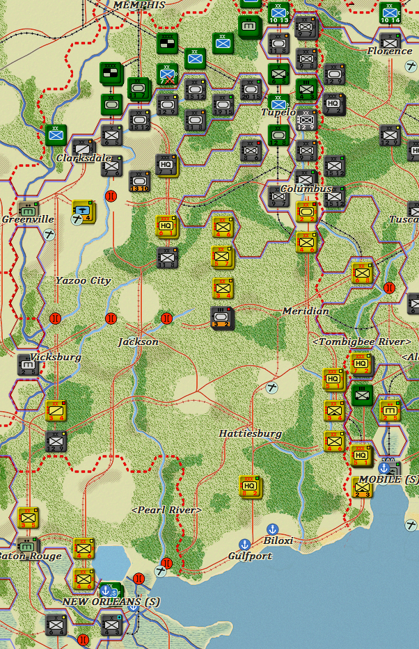 The Axis Pincers finally meet south of Memphis