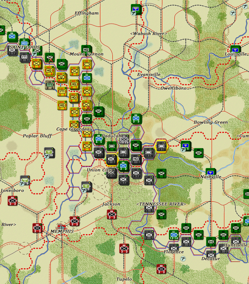 With Italians on the flank and squeezing through cracks in the line the southern tip of Illinois is pretty indefensible.