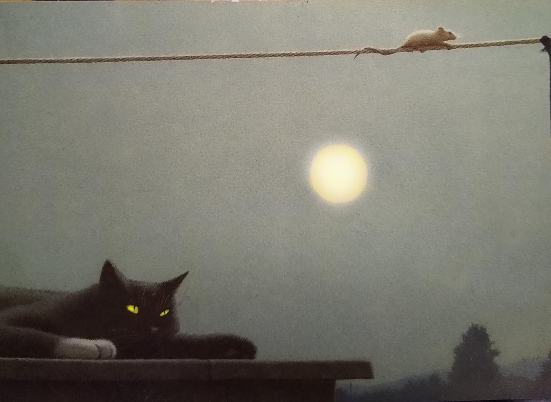 Mouse on a wire Cat waiting patiently.jpg