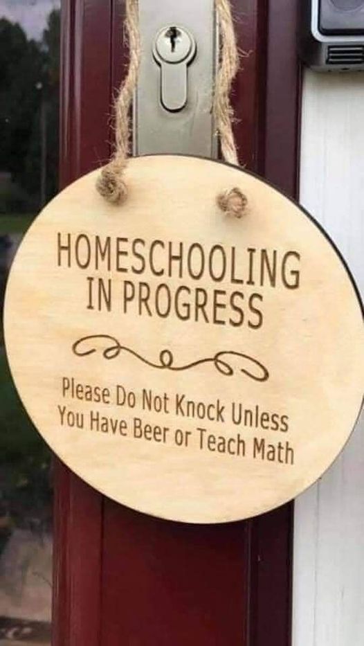 homeschooling in progress  do not knock unless you have beer or teach math.jpg
