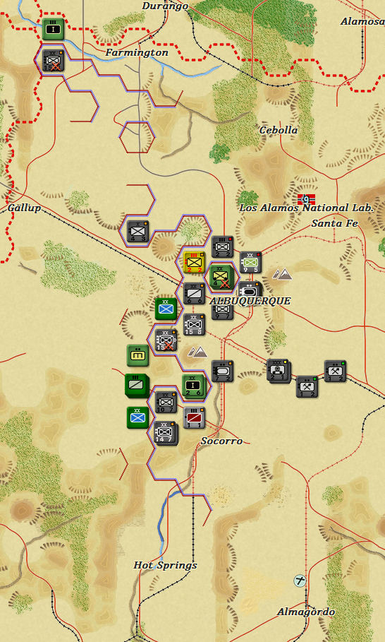 Powerful Axis Panzergrenadiers continue to try and clean up the Allies in the Southwest Near Albuquerque