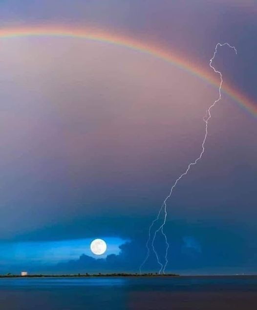 A Full Moon, Big Lighting bolt and a beautiful Rainbow in the one shot.jpg