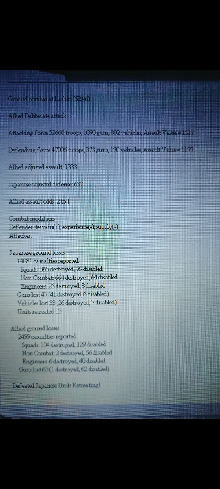 Lashio battle report