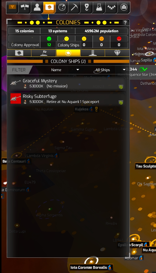 No ships being produced (the 2 showing are repaired abandoned Slukens)