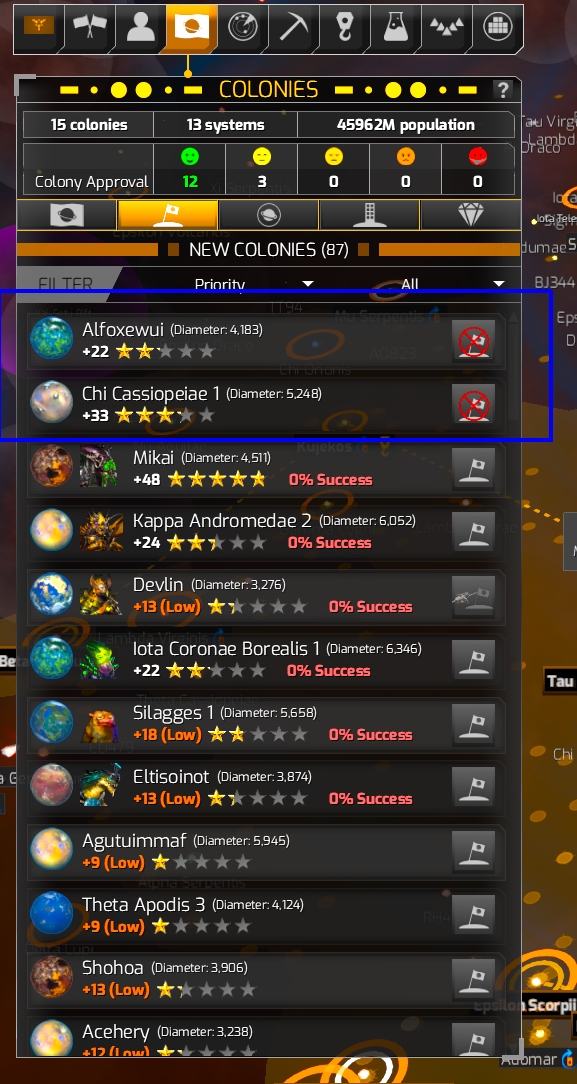 Two planets I've ordered to be colonized
