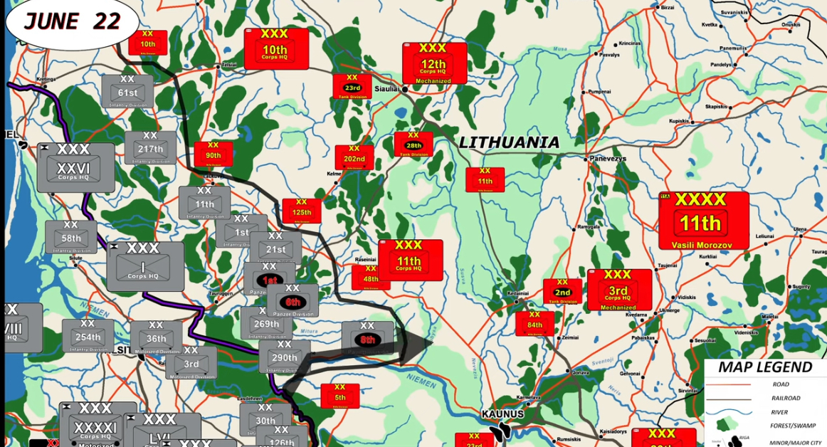 Panzer Gruppe 4 advancing into Lithuania.