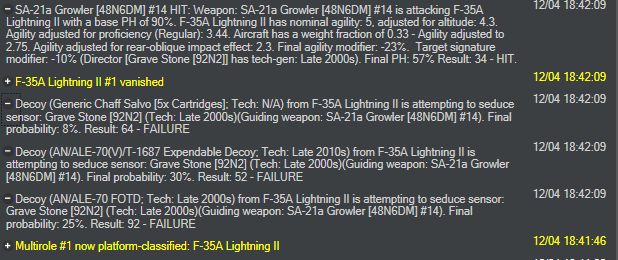 F-35 equipped with the AN/ALE-70(V)/T-1687 produces no DECM roll when targeted by a SAM