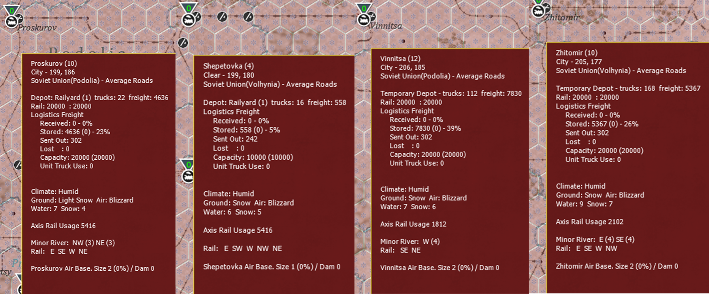This four depots along sent out 1148 tons of freights. Not a small number even for a frontline depot.