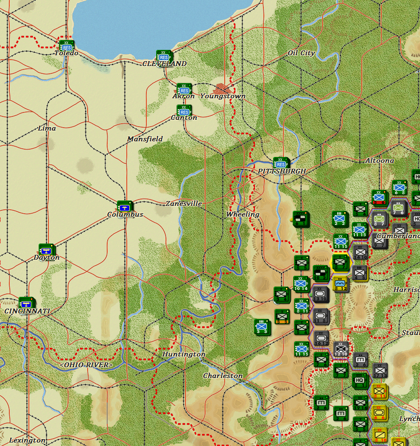 The ways over the Ohio start to dominate my thoughts. Note that the reserve I am talking about is being gathered near Pittsburg