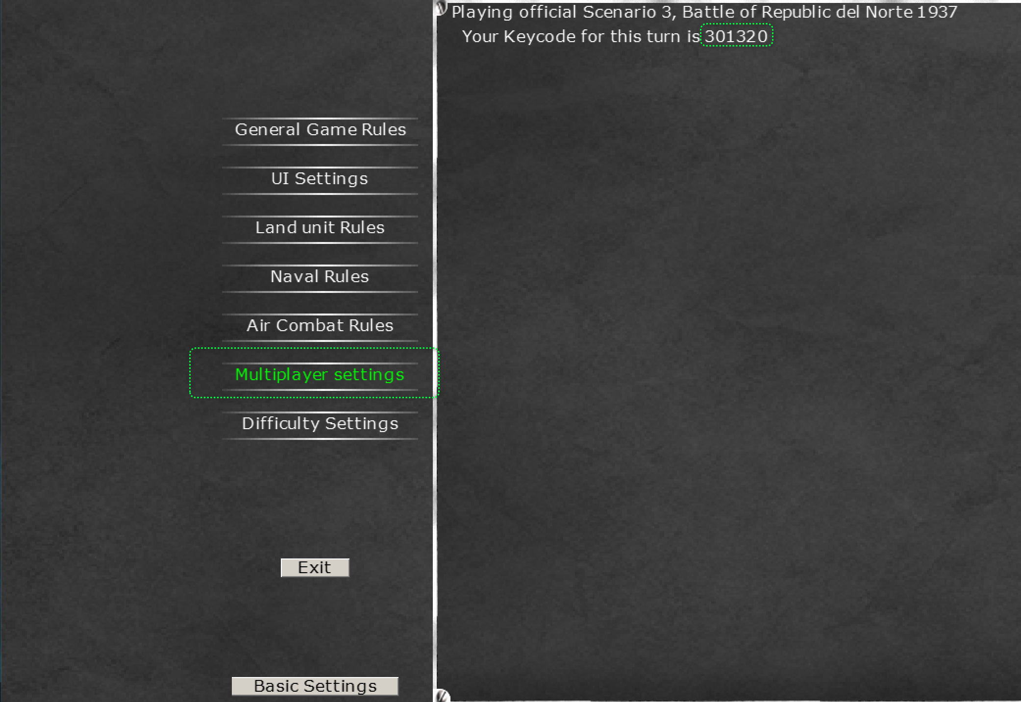 Showing Republican 6 Digit code to be shared with Nationalist Player