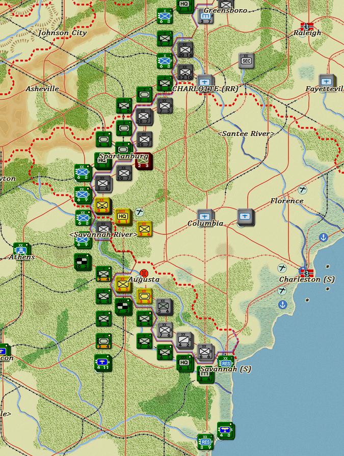 Low intensity but continued Axis pressure gets me to bring in a National Guard Corp to the south to shore things up