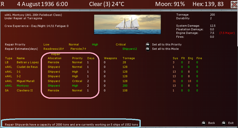 repairing ships at Tarragona with repair mode and priorities set.png