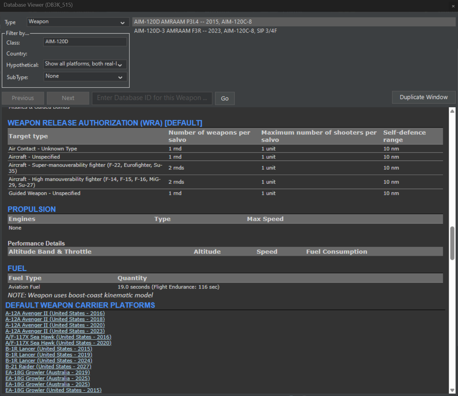 Missile display when opening the DB for the first time after loading a scenario in Build 1825.15 * Initial DB entry of the missile after loading a scenario in Build 1825.15