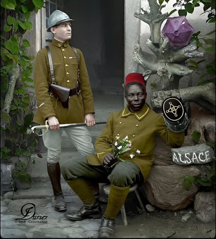 French Senegalese Rifleman and an officer-Alsace.jpg