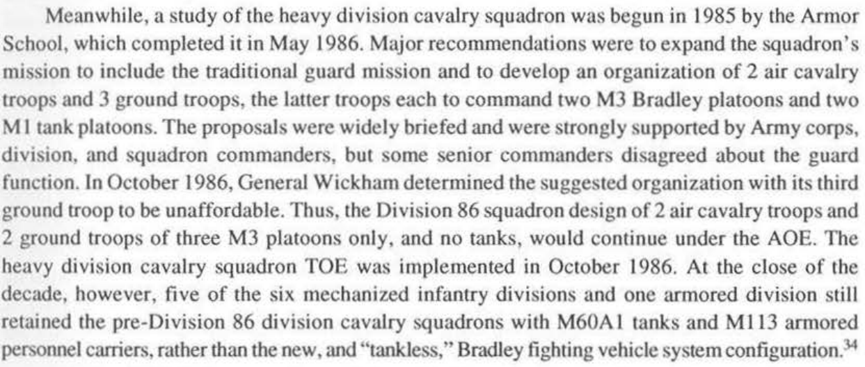 divisional cavalry squadron organization