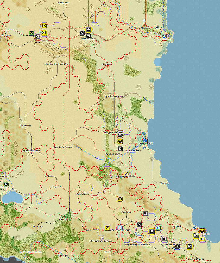 The Allies have been cleared out of eastern and central Mexico