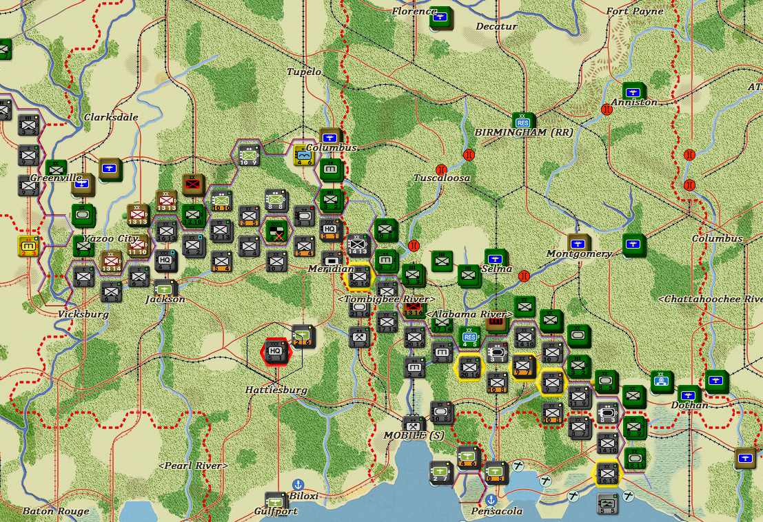 Axis attempt to exploit a break in the line east of the Mississippi