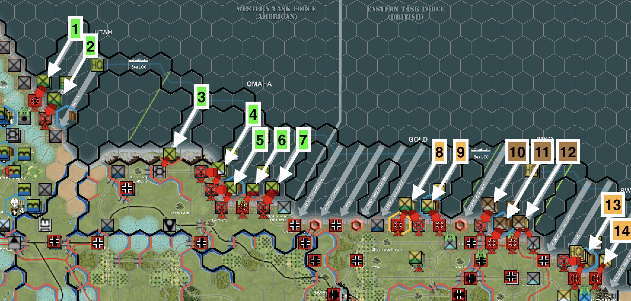 Each Beach numbered by attack.png
